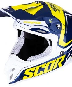 Helm Moto Cross Enduro Scorpion VX-16 ERNEE Blau Gelb Weiß