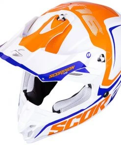 Helm Moto Cross Enduro Scorpion VX-16 ERNEE Weiß Orange Blau