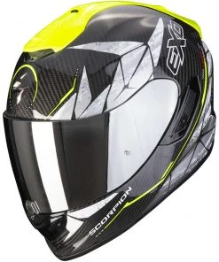 Integral Motorradhelm Scorpion EXO-1400 CARBON AIR ARANEA Schwarz Gelb Fluo