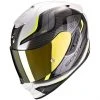 Integrierter Motorradhelm Aus Scorpion Fiber EXO 1400 Air ATTUNE Schwarz Weiß Gelb Fluo