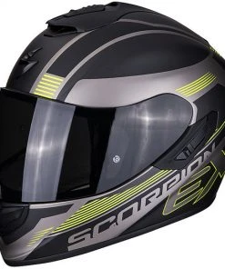 Integrierter Motorradhelm Aus Scorpion Fiber EXO 1400 Air FREE Schwarz Titan Mattgelb Fluo