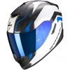 Scorpion Integrierter Motorradhelm Aus Skorpionfaser EXO-1400 AIR FORTUNA Weiß Blau