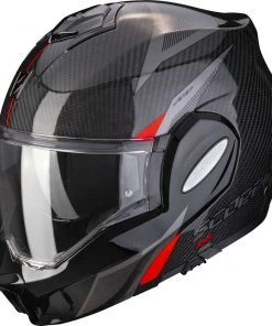 Modularer Motorradhelm Scorpion EXO-TECH CARBON TOP Schwarz Rot
