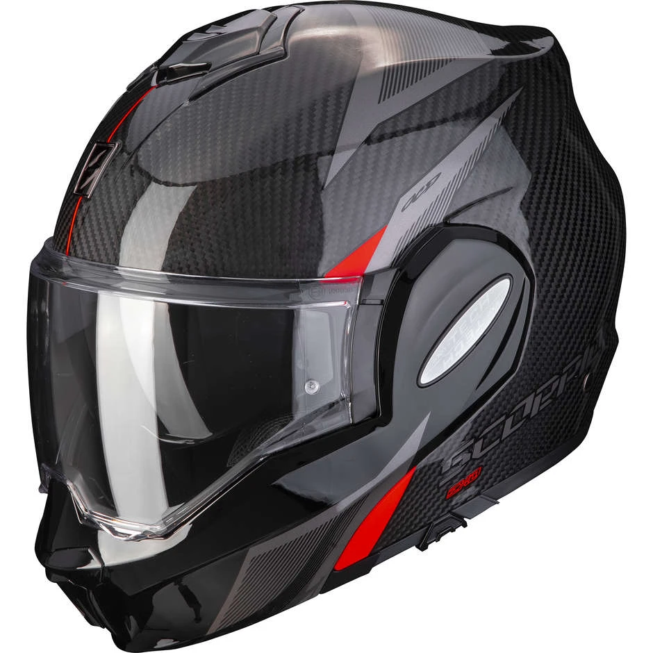 Modularer Motorradhelm Scorpion EXO-TECH CARBON TOP Schwarz Rot 1 Modularer Motorradhelm Scorpion EXO-TECH CARBON TOP Schwarz Rot