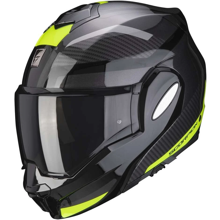 Modularer Motorradhelm Scorpion EXO-TECH TRAP Schwarz Gelb Fluo 2 Modularer Motorradhelm Scorpion EXO-TECH TRAP Schwarz Gelb Fluo – Bild 2