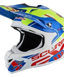 Moto Cross Enduro Helm Scorpion VX-15 Air EVO Argo Blau Gelb Neon