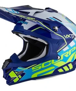 Moto Cross Enduro Helm Scorpion VX-15 Air EVO Argo Blau Weiß