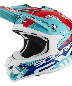 Moto Cross Enduro Helm Scorpion VX-15 Air EVO Argo Grün Blau