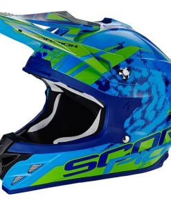 Moto Cross Enduro Helm Scorpion VX-15 Air Kistune EVO Blau Grün