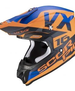 Scorpion Moto Cross Enduro Helm Skorpion VX-16 AIR X-TURN Orange Blau Matt