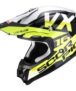 Scorpion Moto Cross Enduro Helm Skorpion VX-16 AIR X-TURN Schwarz Gelb Fluo Weiß
