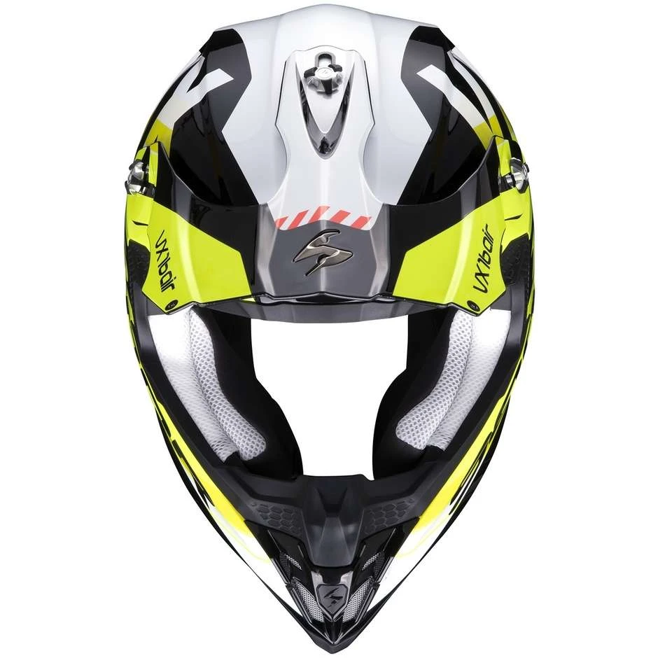Scorpion Moto Cross Enduro Helm Skorpion VX-16 AIR X-TURN Schwarz Gelb Fluo Weiß 2 Scorpion Moto Cross Enduro Helm Skorpion VX-16 AIR X-TURN Schwarz Gelb Fluo Weiß – Bild 2