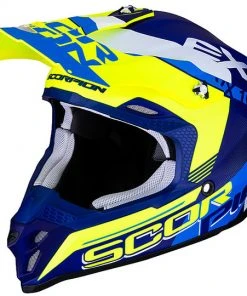 Motocrosshelm Enduro Scorpion VX-16 ARHUS Blau Matt Gelb Fluo