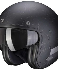 Motorrad Helm Jet Custom Scorpion BELFAST SHIFT Matt Schwarz Silber