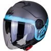 Motorradhelm Jet Doppel Visier Scorpion EXO-CITY BLURR Silber Matt Blau