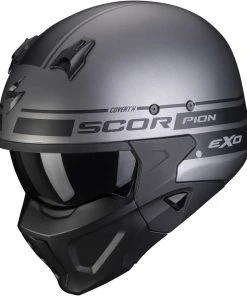 Motorradhelm Jet Scorpion COVERT-X TUSSLE Matt Silber Schwarz
