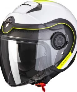 Motorradhelm Jet Scorpion EXO-CITY ROLL White Pearl Yellow Fluo