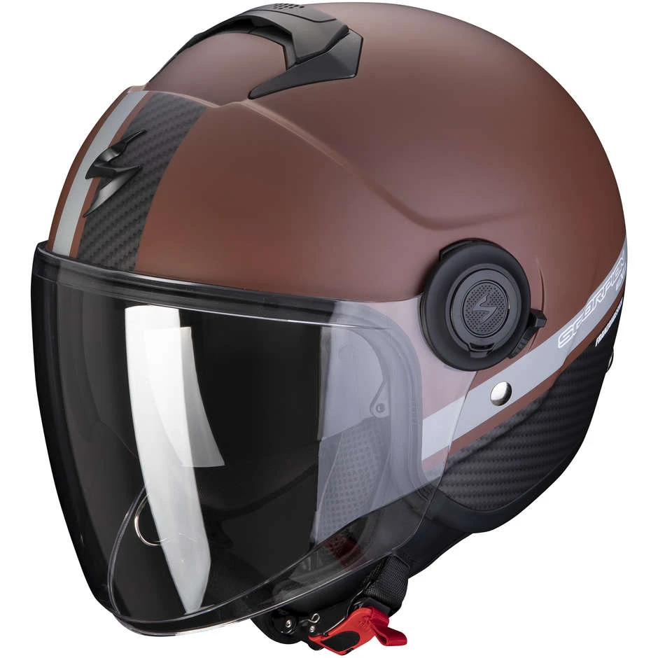 Motorradhelm Jet Scorpion EXO-CITY Strada Marron Opaco Schwarz 1 Motorradhelm Jet Scorpion EXO-CITY Strada Marron Opaco Schwarz