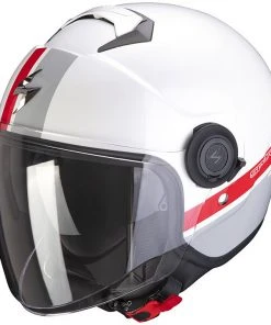 Motorradhelm Jet Scorpion EXO-CITY STRADA Weiß Silber Rot
