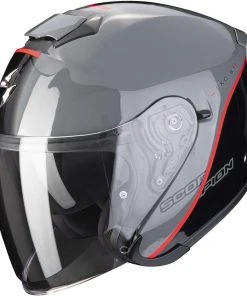 Motorradhelm Jet Scorpion EXO-S1 ESSENCE Grau Zement Schwarz Rot