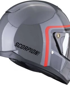 Scorpion EXO-HX1 NOSTALGIA Integral Motorradhelm Grau Zement Schwarz Rot -Scorpion Geschaft scorpion exo hx1 nostalgia integral motorradhelm grau zement schwarz rot 139007