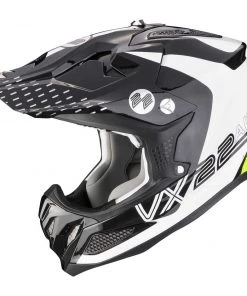 Scorpion VX-22 AIR ARES Motorradhelm Weiß Schwarz Gelb Fluo